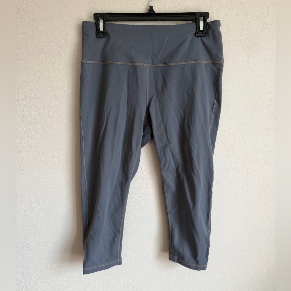 Prana Gray Cropped Skinny Capris Leggings Womens L Athletic Workout Yoga